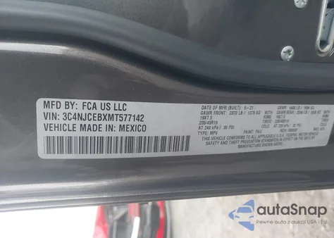 2021 Jeep Compass 80Th Anniversary Fwd из США, поврежденный, VIN 3C4NJCEBXMT577142